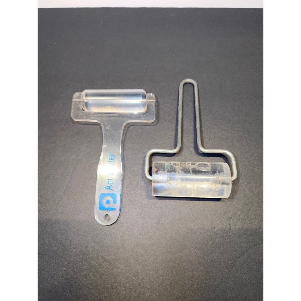 Art-Roller Acrylic Brayer and Metal Wire Handle Craft Roller Set 2pc Clear